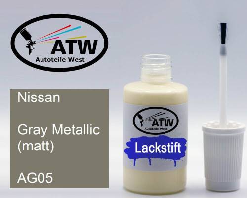 Nissan, Gray Metallic (matt), AG05: 20ml Lackstift, von ATW Autoteile West.